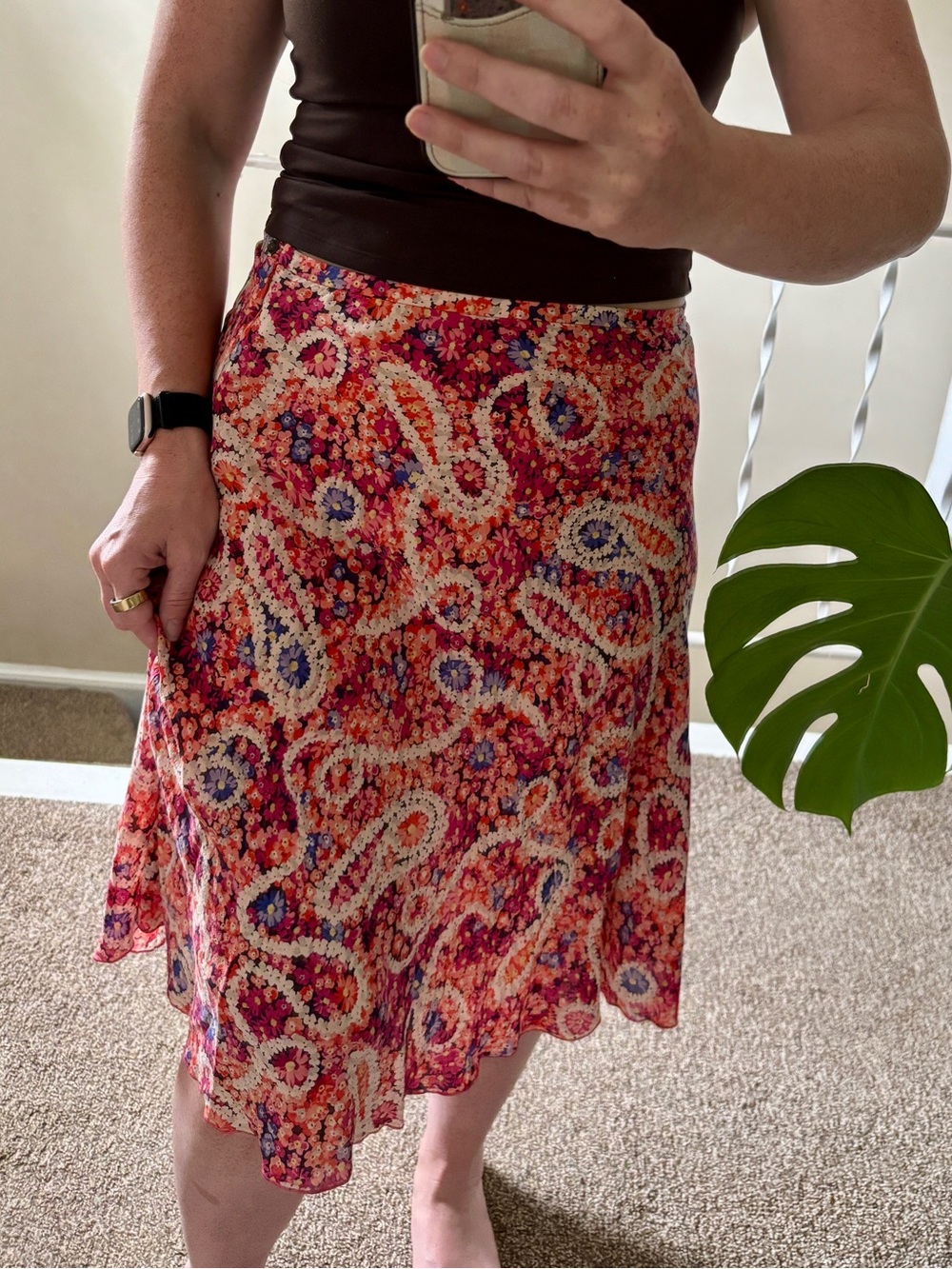 Trina Turk Silk Floral Print Midi Skirt Size 10